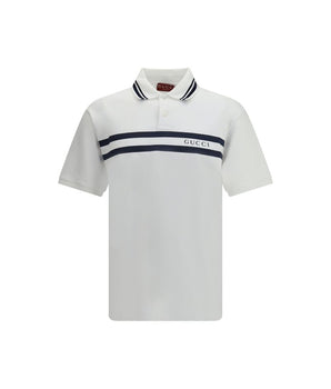 Gucci White Cotton Polo Shirt