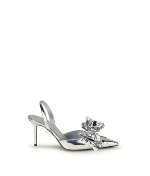 MACH & MACH Silver Leather High Heel Pumps