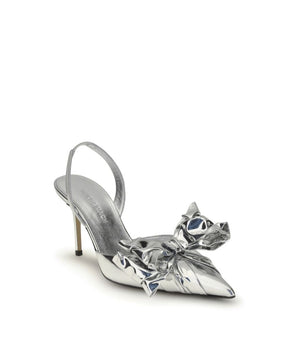 MACH & MACH Silver Leather High Heel Pumps