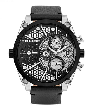 Police Black Leather Bracelet Watch