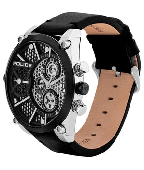 Police Black Leather Bracelet Watch
