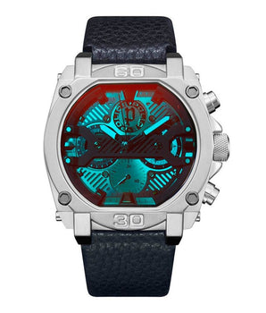 Police Blue Leather Dress Watch