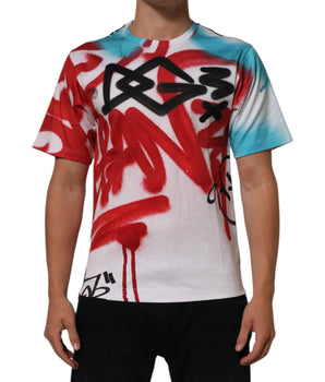Dolce & Gabbana White Graffiti Crew Neck Short Sleeves T-shirt