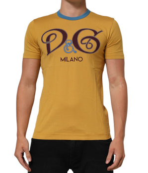 Dolce & Gabbana Yellow Logo Crew Neck Short Sleeves T-shirt