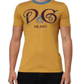 Dolce & Gabbana Yellow Logo Crew Neck Short Sleeves T-shirt