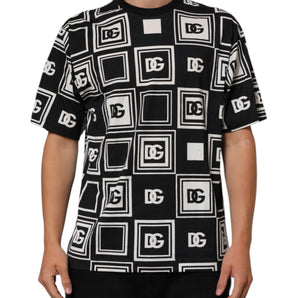 Dolce & Gabbana Black Logo Monogram Cotton Crew Neck T-shirt