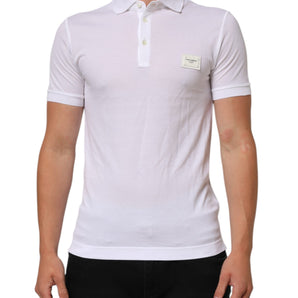Dolce & Gabbana White Collared Short Sleeves Polo T-shirt