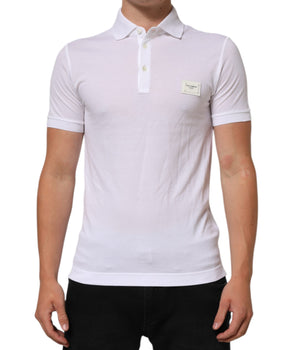 Dolce & Gabbana White Collared Short Sleeves Polo T-shirt