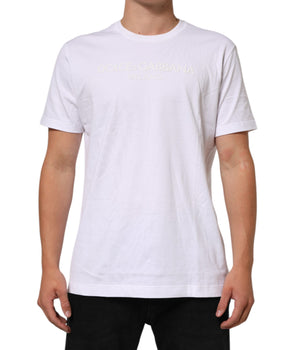 Dolce & Gabbana White Cotton Crew Neck Short Sleeves T-shirt
