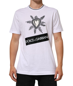 Dolce & Gabbana White Sacred Heart Short Sleeve Men T-shirt
