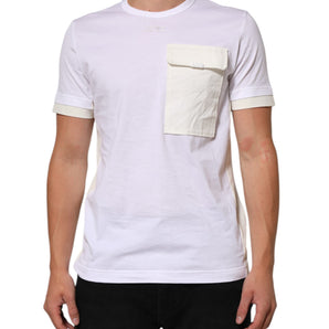 Dolce & Gabbana White Cotton Pocket Short Sleeves Men T-shirt