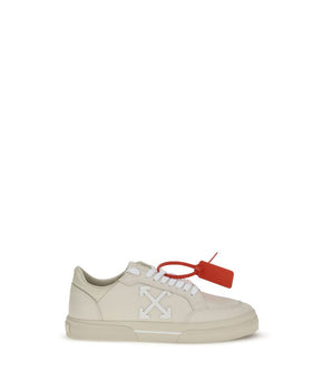 Off-White Beige Leather Low Top Sneakers