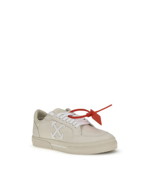 Off-White Beige Leather Low Top Sneakers