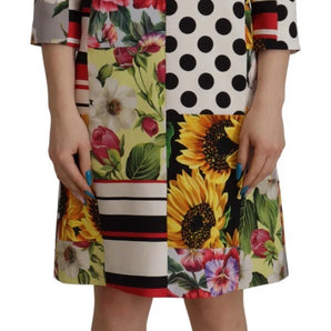 Dolce & Gabbana Multicolor Pachwork Charmeuse Floral Shift Dress