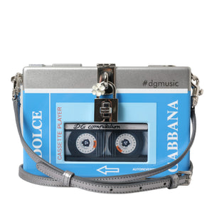 Dolce & Gabbana Blue Silver Wood Walkman Box Clutch Shoulder Borse Bag