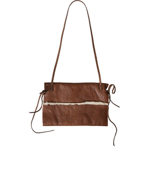 Miu Miu Brown Leather Fur Inner Lining Neck Strap WinterFleece Handwarmer