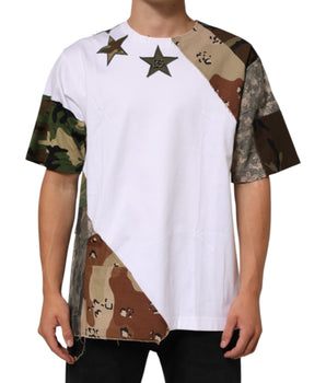 Dolce & Gabbana White Camouflage Patckwork Men Cotton T-shirt