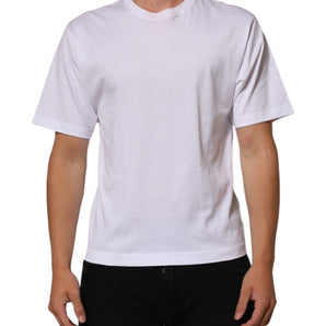 Dolce & Gabbana White Angel Print Cotton Men Crew Neck T-shirt