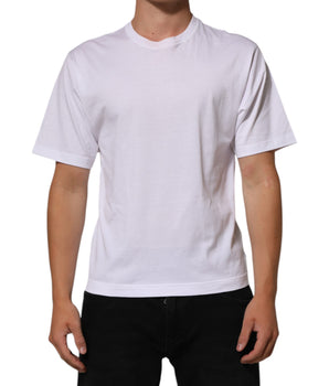 Dolce & Gabbana White Angel Print Cotton Men Crew Neck T-shirt