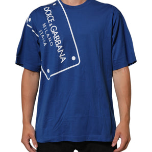 Dolce & Gabbana Blue Logo Print Cotton Crew Neck Men T-shirt