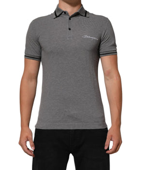 Dolce & Gabbana Gray Logo Embroidery Collared Polo T-shirt