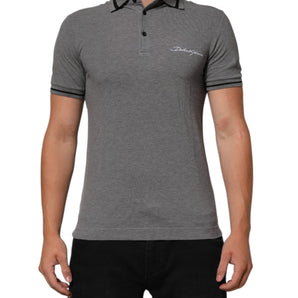 Dolce & Gabbana Gray Logo Embroidery Collared Polo T-shirt