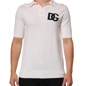 Dolce & Gabbana White Cotton Collared Short Sleeves T-shirt