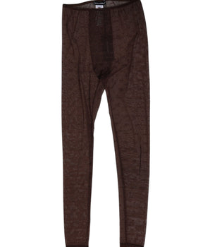 Dolce & Gabbana Brown Nylon Logo Lace Leggings Pants Underwear
