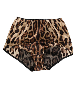 Dolce & Gabbana Multicolor Leopard Silk High Waist Girdle Underwear