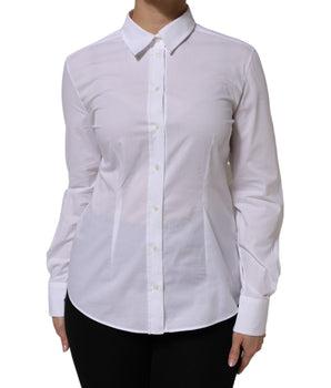 Dolce & Gabbana White Collared Long Sleeves Dress Shirt Top