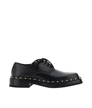 Valentino Garavani Black Calfskin Oxfords And Derbies