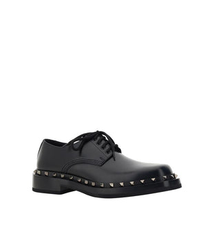 Valentino Garavani Black Calfskin Oxfords And Derbies