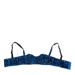 Dolce & Gabbana Blue Sequin Embellished Balconnet Bra Underwear