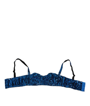 Dolce & Gabbana Blue Sequin Embellished Balconnet Bra Underwear