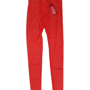 Dolce & Gabbana Red Nylon Logo Lace Leggings Pants Underwear