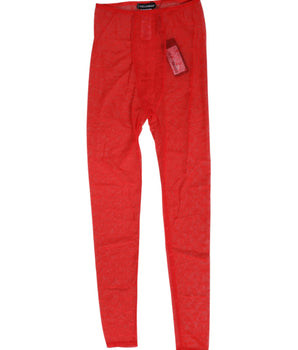 Dolce & Gabbana Red Nylon Logo Lace Leggings Pants Underwear