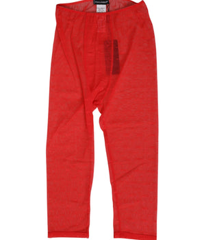 Dolce & Gabbana Red Logo Lace Tight Midi Trousers Underwear