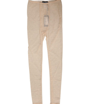 Dolce & Gabbana Beige Nylon Stretch Logo Lace Leggings Underwear