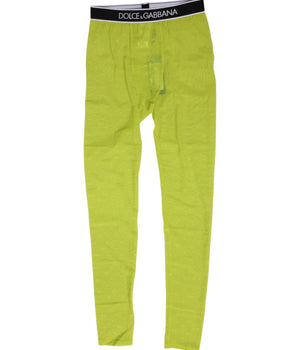 Dolce &amp; Gabbana Neon Green Nylon Logo Lace Leggings Pants Underwear