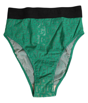 Dolce &amp; Gabbana Green DG Logo Lace High Brief Underwear