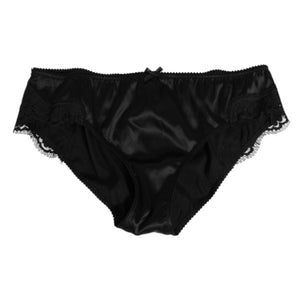 Dolce & Gabbana Black Silk Floral Lace Mid Waist Panty Underwear