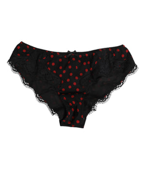 Dolce &amp; Gabbana Black Polka Dotted Silk Low Waist Underwear