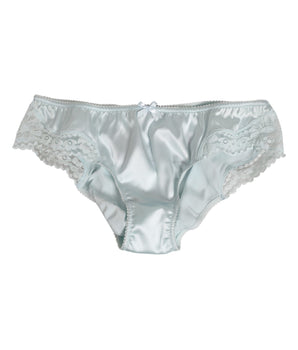 Dolce &amp; Gabbana Gray Silk Satin Floral Lace Panty Brief Underwear