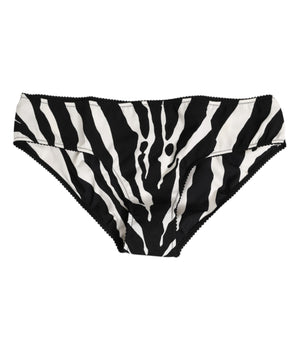 Dolce &amp; Gabbana Black White Zebra Print Slip Briefs Underwear