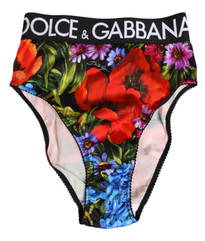 Dolce &amp; Gabbana Multicolor Floral Print High Waist Panty Underwear