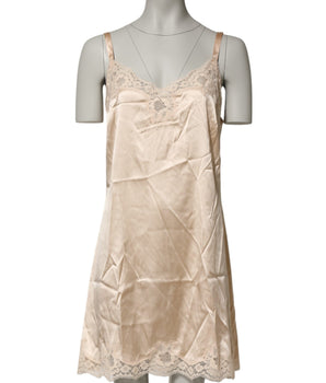 Dolce &amp; Gabbana Nude Chemise Lingerie Silk Blend Lace Trim Dress