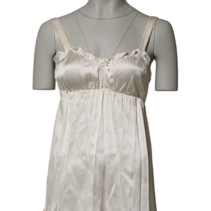 Dolce & Gabbana Ivory Satin Lace Tank Lingerie Top Underwear