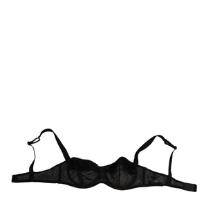 Dolce & Gabbana Black Nylon Underwired Balconette Bra Underwear