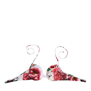 Dolce & Gabbana White Floral Print Halter Bikini Top Swimwear