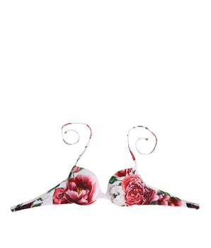 Dolce &amp; Gabbana White Floral Print Halter Bikini Top Swimwear